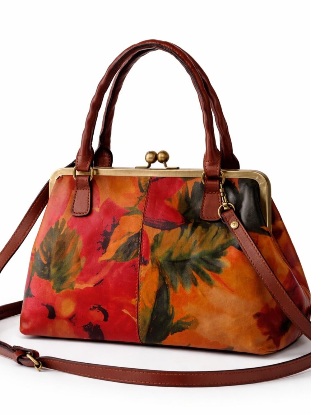 Patricia Nash Floral Leather Frame Robine Shoulder Crossbody Handbag Spring Mult